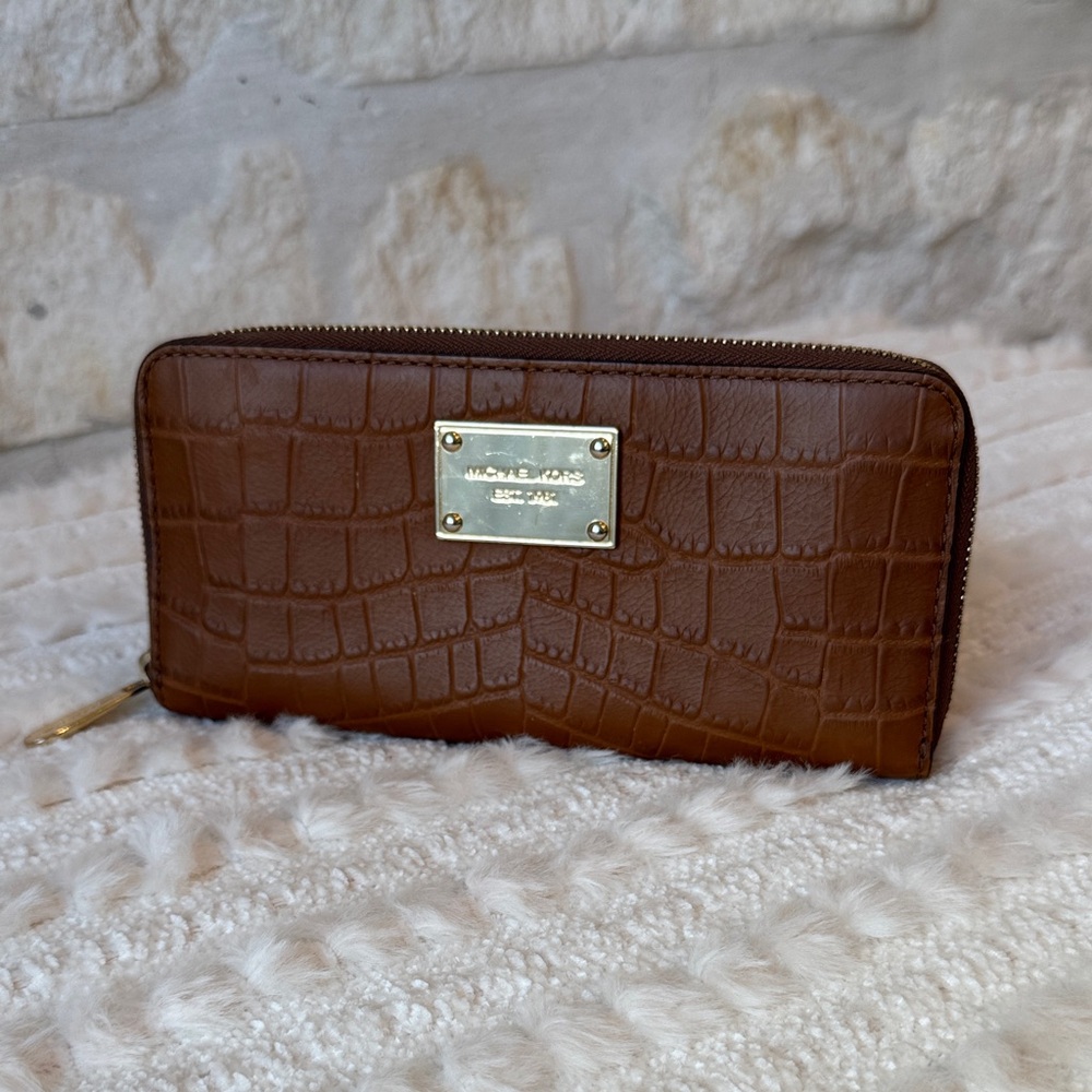 Michael Kors Brown Crocodile Embossed Wallet